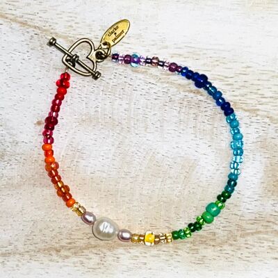 Bracciale di perle arcobaleno