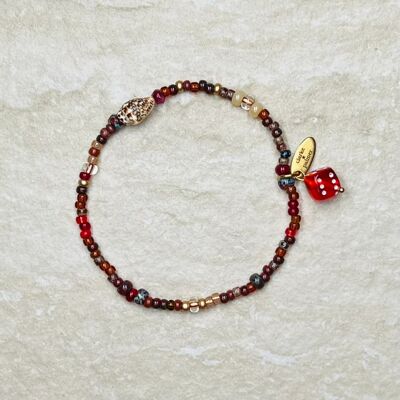 Picasso Beaded Dice Charm Armband - 19 cm - 1 Buchstabe