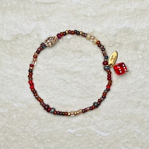 Picasso Beaded Dice Charm Bracelet - 17 cm - No letters