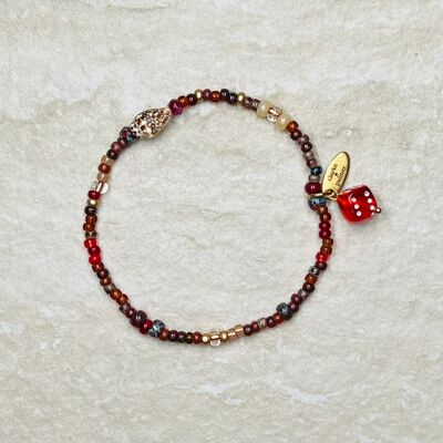 Picasso Beaded Dice Charm Bracelet - 17 cm - No letters