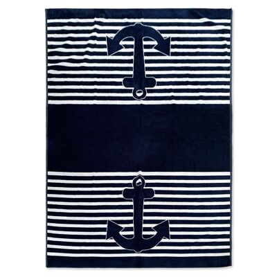 Serviette de plage éponge Velours Jacquard Skipper - Taille XXL