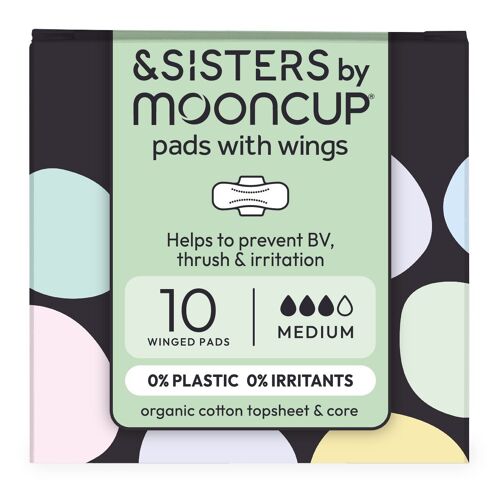 Organic Cotton Pads With Wings | Medium Absorbency | (10 pack)