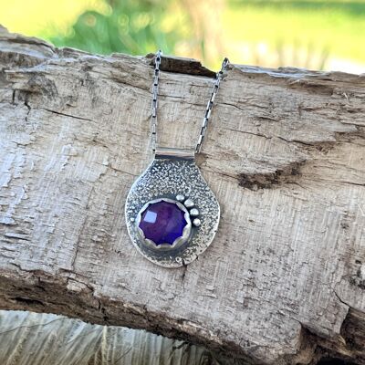925 Silver Amethyst Ethnic Long Necklace