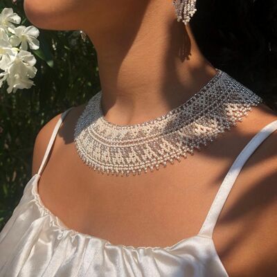 Pepito Maya Cream Silver Necklace