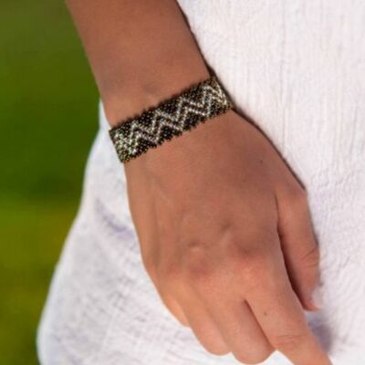 Magnetic Maya Bracelet Khaki-Brown/Silver