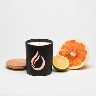 Candela di soia grande nera "Citrus Breeze" per aromaterapia