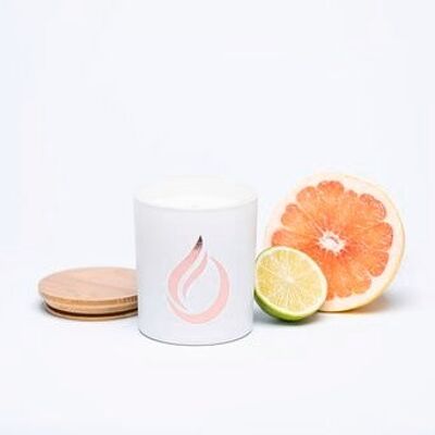 Candela di soia bianca grande "Citrus Breeze" per aromaterapiatherapy