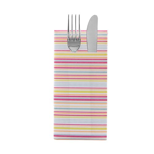 Besteckserviette Stefano in Curry-Pink aus Linclass® Airlaid 40 x 40 cm, 12 Stück - Streifen