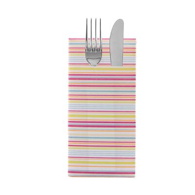 Cutlery serviette Stefano in curry pink made of Linclass® Airlaid 40 x 40 cm, 12 pieces - stripes