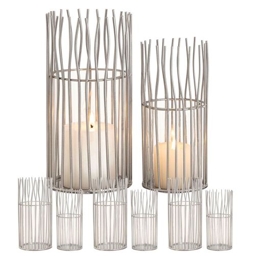 Windlicht 8-teilig  Set 2 x 4 VE Kerzenhalter Teelichthalter Loft schwarz o. silber Kerzenständer