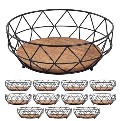 Fruit basket 12 pieces ø 28 cm H 10 cm metal bread basket fruit bowl round Neo metal black