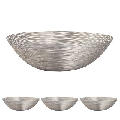 Cesta de frutas de 4 piezas de metal ø 40 cm Alt. 11 cm Cesta de pan frutero redondo plata u oro estructura de alambre Vita