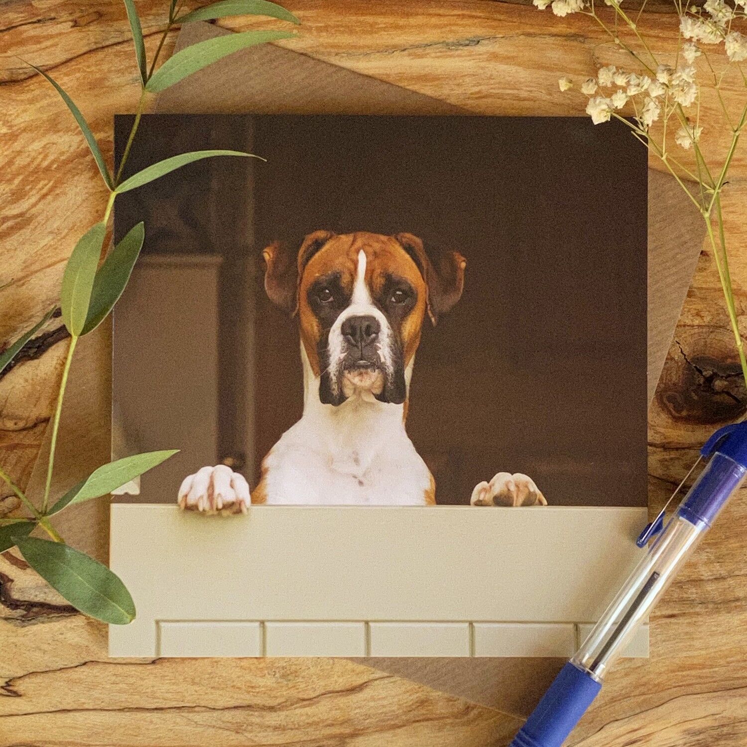 Biglietto di auguri cane boxer