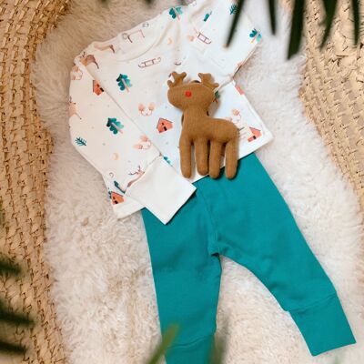 Peacock green organic cotton evolving baby leggings