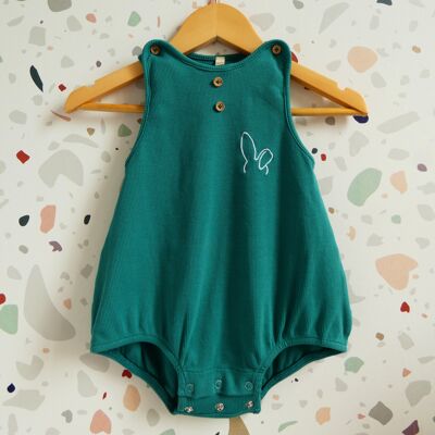 Peacock green organic cotton scalable romper