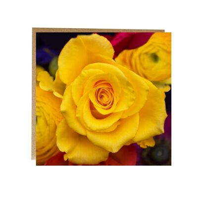 Freude - gelbe Rose Grußkarte