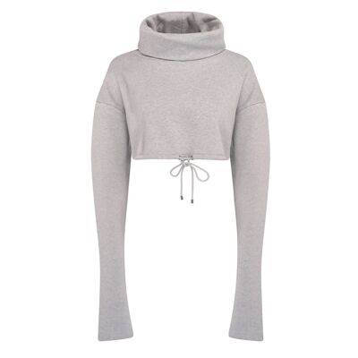 Sheen London Grey Cropped Roll Neck Jumper