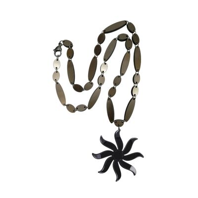 Plexiglass Sun Pendant Necklace - Metallic Bronze/Black