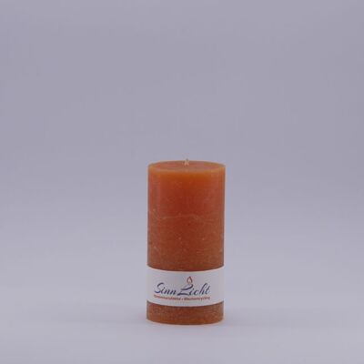 Bougie pilier orange rustique | Diamètre environ 56, hauteur environ 105