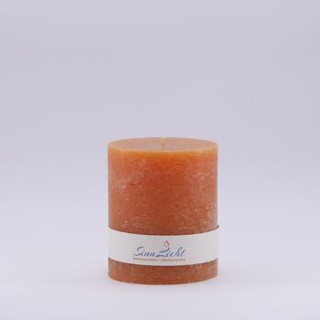Bougie pilier orange rustique | Diamètre environ 94, hauteur environ 105 1