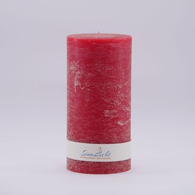 Bougie pilier rouge rustique | Diamètre environ 94, hauteur environ 190