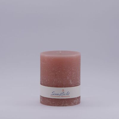 Stumpen-Kerze rosa rustic | Durchmesser ca. 94, Höhe ca. 105
