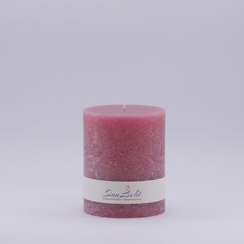 Stumpen-Kerze pink rustic | Durchmesser ca. 94, Höhe ca. 105
