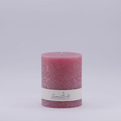 Stumpen-Kerze pink rustic | Durchmesser ca. 94, Höhe ca. 105