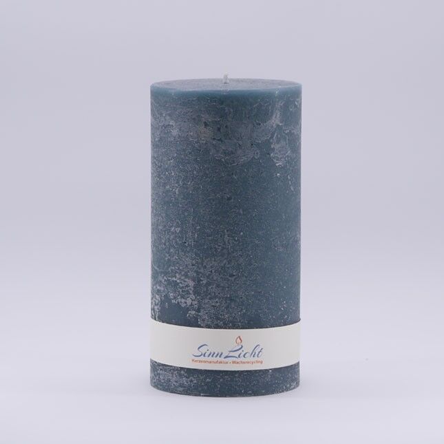 Stumpen-Kerze petrol rustic | Durchmesser ca. 94, Höhe ca. 190