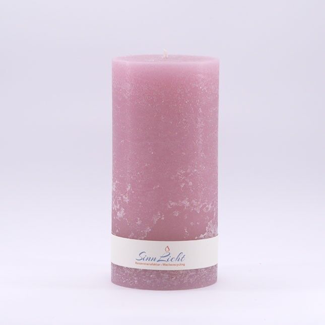 Stumpen-Kerze rosa rustic | Durchmesser ca. 94, Höhe ca. 190