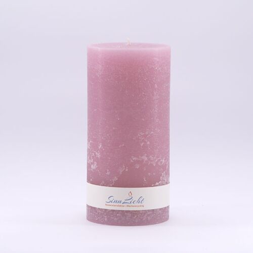 Stumpen-Kerze rosa rustic | Durchmesser ca. 94, Höhe ca. 190