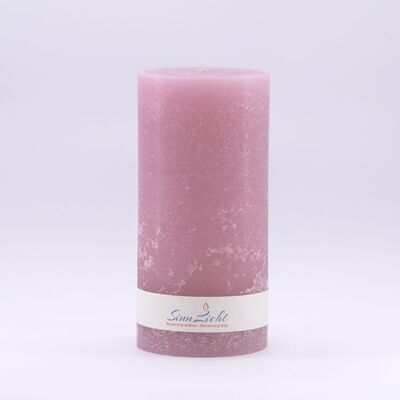 Stumpen-Kerze rosa rustic | Durchmesser ca. 94, Höhe ca. 190