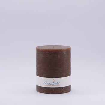 Bougie pilier brun rustique | Diamètre environ 94, hauteur environ 105 1