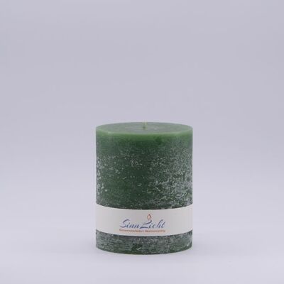 Bougie pilier vert foncé rustique | Diamètre environ 94, hauteur environ 105
