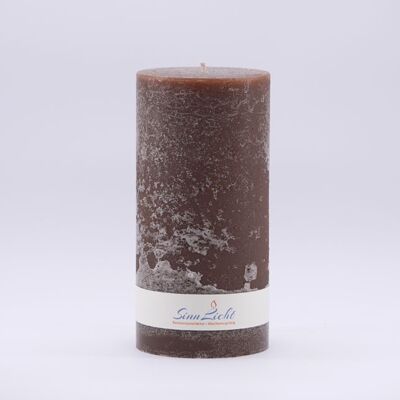 Pillar candle brown rustic | Diameter approx. 94, height approx. 190