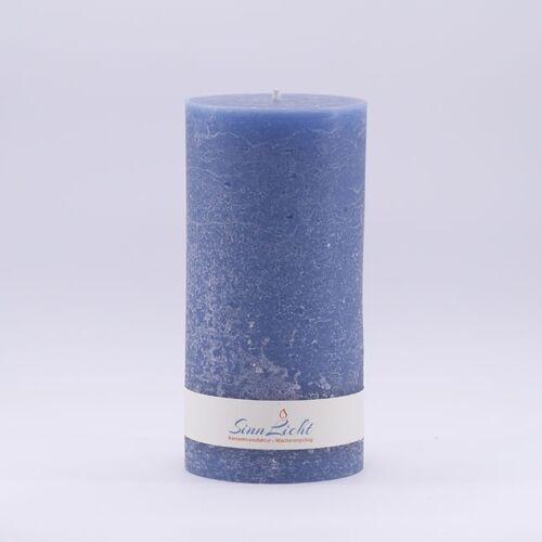 Stumpen-Kerze blau rustic | Durchmesser ca. 94, Höhe ca. 190