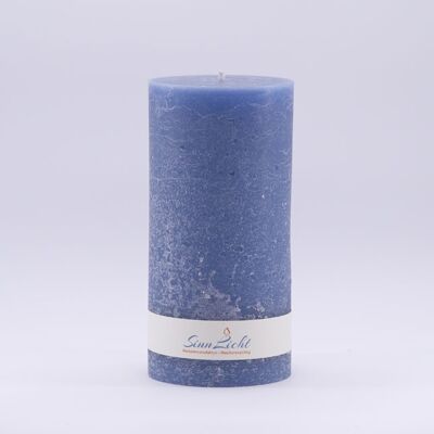 Stumpen-Kerze blau rustic | Durchmesser ca. 94, Höhe ca. 190