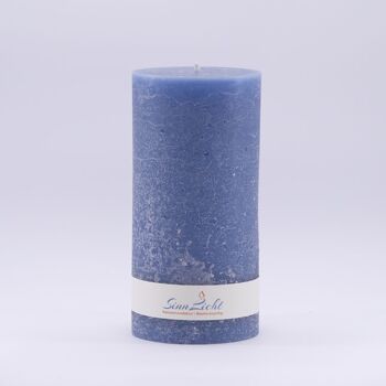Bougie pilier bleue rustique | Diamètre environ 94, hauteur environ 190 1