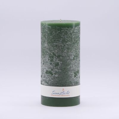Stumpen-Kerze dunkel grün rustic | Durchmesser ca. 94, Höhe ca. 190