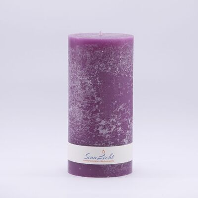 Bougie pilier lilas rustique | Diamètre environ 94, hauteur environ 190