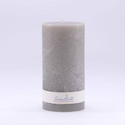Bougie pilier gris rustique | Diamètre environ 94, hauteur environ 190