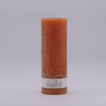 Bougie pilier orange rustique | Diamètre environ 65, hauteur environ 190 1