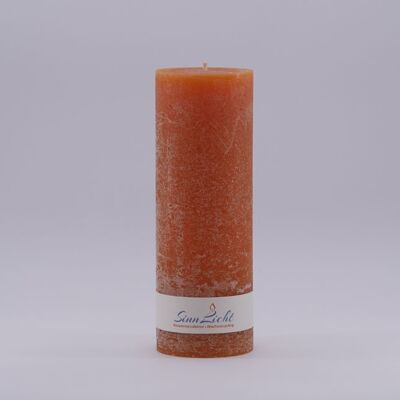 Bougie pilier orange rustique | Diamètre environ 65, hauteur environ 190