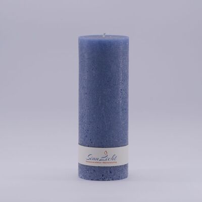 Stumpen-Kerze blau rustic | Durchmesser ca. 65, Höhe ca. 190