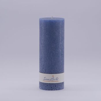Bougie pilier bleue rustique | Diamètre environ 65, hauteur environ 190 1