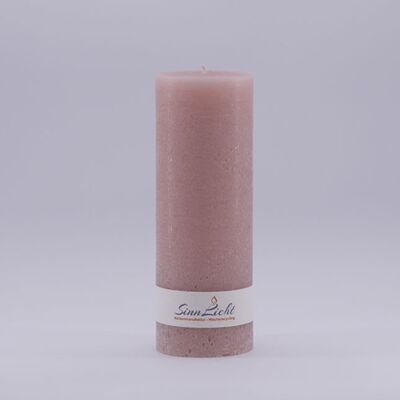 Bougie pilier lilas rustique | Diamètre environ 65, hauteur environ 190