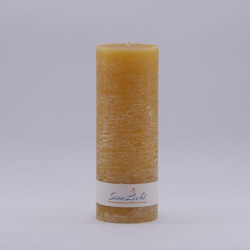 Stumpen-Kerze gelb rustic | Durchmesser ca. 65, Höhe ca. 190