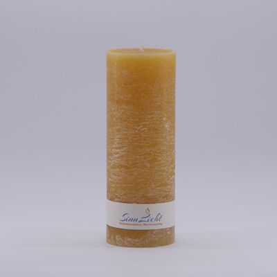 Pillar candle yellow rustic | Diameter approx. 65, height approx. 190