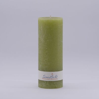 Pillar candle light green rustic | Diameter approx. 65, height approx. 190