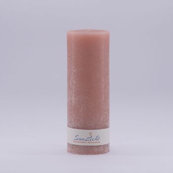 Bougie pilier rose rustique | Diamètre environ 65, hauteur environ 190 1